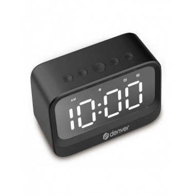 Reloj Despertador Denver EC-53B con Bluetooth 5.3, Doble Alarma y Pantalla Grande Negro
