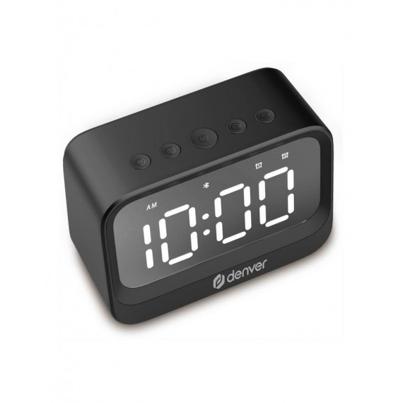 Reloj Despertador Denver EC-53B con Bluetooth 5.3, Doble Alarma y Pantalla Grande Negro