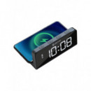 Reloj Despertador DENVER ECQ-103MK2 con Alarma, Carga Inalámbrica 10W y Función Snooze Negro