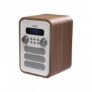 Radio Digital Denver DAB-48W, FM y DAB+, 2.5W RMS, Bluetooth, Blanco / Madera
