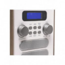 Radio Digital Denver DAB-48W, FM y DAB+, 2.5W RMS, Bluetooth, Blanco / Madera