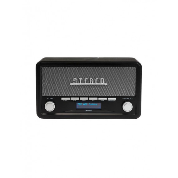 Radio DAB+ Denver DAB-18DGR, Bluetooth, AUX, Despertador, Madera Oscura