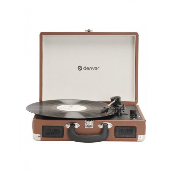 Tocadiscos Denver VPL-120BR con Grabación a PC y Altavoces Integrados, Marrón