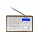 Radio DAB Denver DAB-46W Retro Portátil, Blanco/Marrón