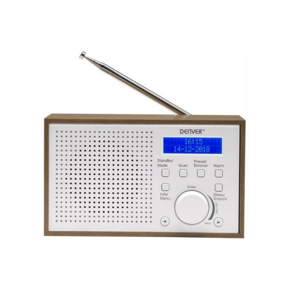 Radio DAB Denver DAB-46W Retro Portátil, Blanco/Marrón