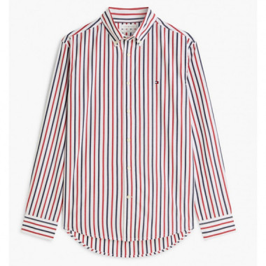 TOMMY HILFIGER - FLEX POPLIN SEASONAL STRIPE SHT - 0EV - F|MW0MW43315/0EV