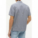 TOMMY HILFIGER - LINEN BLEND AOP SS RF SHIRT - 0GY - F|MW0MW43314/0GY