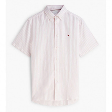 TOMMY HILFIGER - LINEN BLEND BENGAL STP SS RF SHT - 0D1 - F|MW0MW43313/0D1