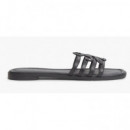 TOMMY HILFIGER - TH SCRIPT FLAT MULE LTH - BDS - F|FW0FW09368/BDS