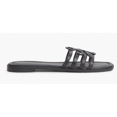 TOMMY HILFIGER - TH SCRIPT FLAT MULE LTH - BDS - F|FW0FW09368/BDS