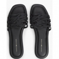 TOMMY HILFIGER - Th Script Flat Mule Lth - Bds - F|FW0FW09368/BDS