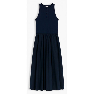 TOMMY HILFIGER - GOLD BUTTON POPLIN MIX DRESS - C1G - F|WW0WW49628/C1G