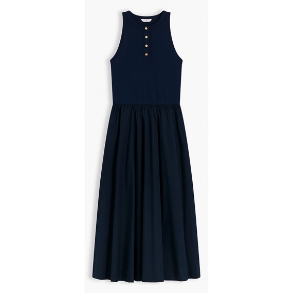 TOMMY HILFIGER - GOLD BUTTON POPLIN MIX DRESS - C1G - F|WW0WW49628/C1G