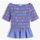 TOMMY HILFIGER - Smocking Stripe  Boat Nk Ss Top - 0BH - F|WW0WW49886/0BH