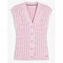 TOMMY HILFIGER - Mid Gg Cable Vest Cardi - Tol - F|WW0WW50075/TOL
