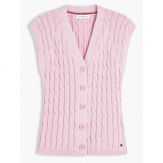 TOMMY HILFIGER - Mid Gg Cable Vest Cardi - Tol - F|WW0WW50075/TOL