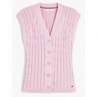 TOMMY HILFIGER - Mid Gg Cable Vest Cardi - Tol - F|WW0WW50075/TOL
