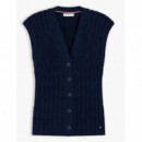 TOMMY HILFIGER - Mid Gg Cable Vest Cardi - C1G - F|WW0WW50075/C1G