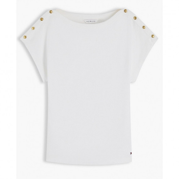 TOMMY HILFIGER - GOLD BTN CAP-SLV BOAT-NK TEE - YBL - F|WW0WW50942/YBL