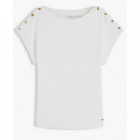 TOMMY HILFIGER - Gold Btn Cap-slv Boat-nk Tee - Ybl - F|WW0WW50942/YBL