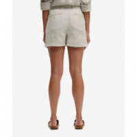 SUPERDRY Pantalones Cortos Mujer Mid Rise Linen Short W7110496A-1LC