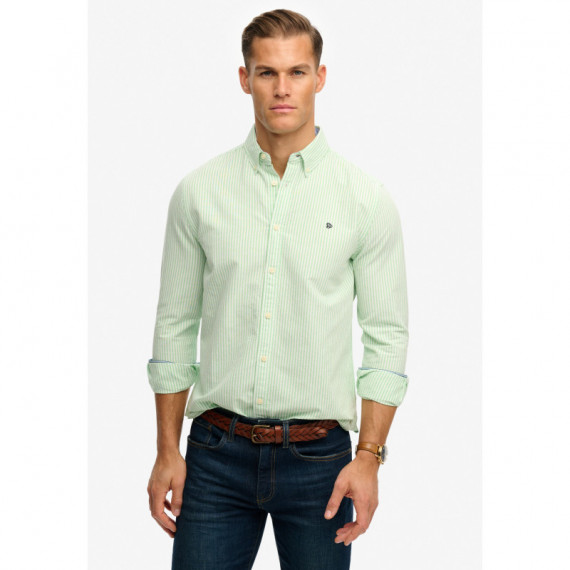 Superdry Camisas Hombre Preppy Oxford L/S Mint Stripe M4011100A-GSM