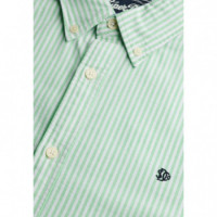 Superdry Camisas Hombre Preppy Oxford L/S Mint Stripe M4011100A-GSM