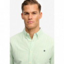 Superdry Camisas Hombre Preppy Oxford L/S Mint Stripe M4011100A-GSM