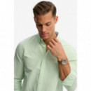 Superdry Camisas Hombre Preppy Oxford L/S Mint Stripe M4011100A-GSM