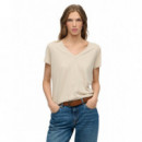 Superdry Camisetas Mujer Studios Slub Emb Vee Tee W1011828A-6NN