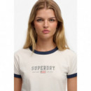 Superdry Camisetas Mujer Ath Ess Graphic Ringer Tee W1011879A-71D