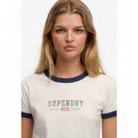 SUPERDRY Camisetas Mujer Ath Ess Graphic Ringer Tee W1011879A-71D