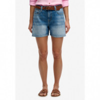 SUPERDRY Pantalones Cortos Mujer Mid Rise Denim Short W7110491A-AA3
