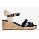 TOMMY HILFIGER - FRINGE CANVAS MEDIUM WEDGE - DW6 - F|FW0FW08879/DW6