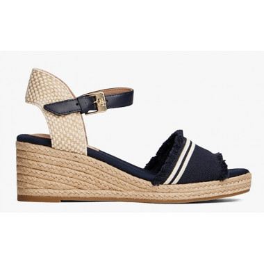 TOMMY HILFIGER - FRINGE CANVAS MEDIUM WEDGE - DW6 - F|FW0FW08879/DW6