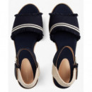 TOMMY HILFIGER - FRINGE CANVAS MEDIUM WEDGE - DW6 - F|FW0FW08879/DW6