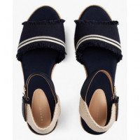 TOMMY HILFIGER - FRINGE CANVAS MEDIUM WEDGE - DW6 - F|FW0FW08879/DW6