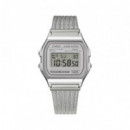 Casio A158WEM-7 Reloj Digital Unisex – Diseño Vintage Plateado con Correa Milanesa de Acero Inoxidable - A158WEM-7