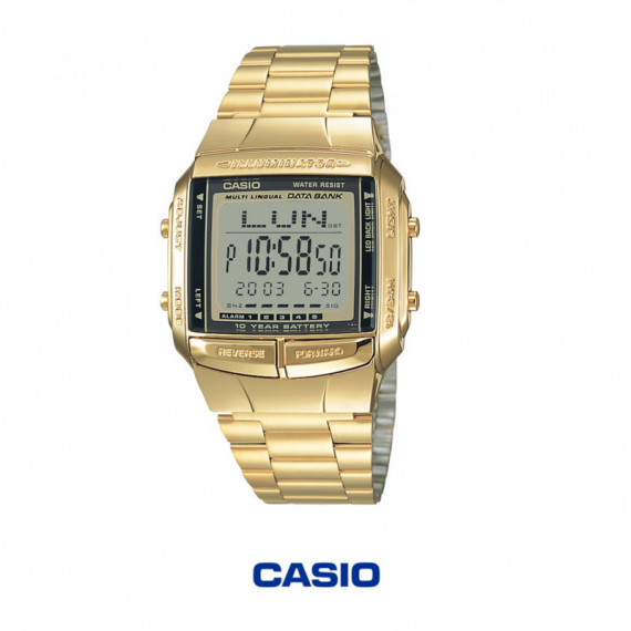 Casio DB-360G-9A Reloj Digital Unisex – Data Bank Dorado con Telememo, Temporizador y Batería de 10 Años - DB360G