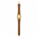 Casio AQ-230EGL-9A Reloj Analógico-Digital Unisex – Esfera Dorada con Correa de Piel Marrón Estilo Vintage - AQ230EGL-9