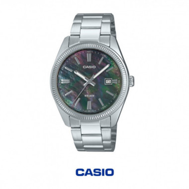 CASIO MTP-1302DS-1A &ndash; Reloj Anal&oacute;gico Hombre Acero Inoxidable, Esfera N&aacute;car Negra, WR 50M