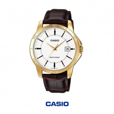 Casio MTP-V004GL-7A Reloj Anal&oacute;gico Hombre &ndash; Calendario, Cristal Mineral y Correa de Piel