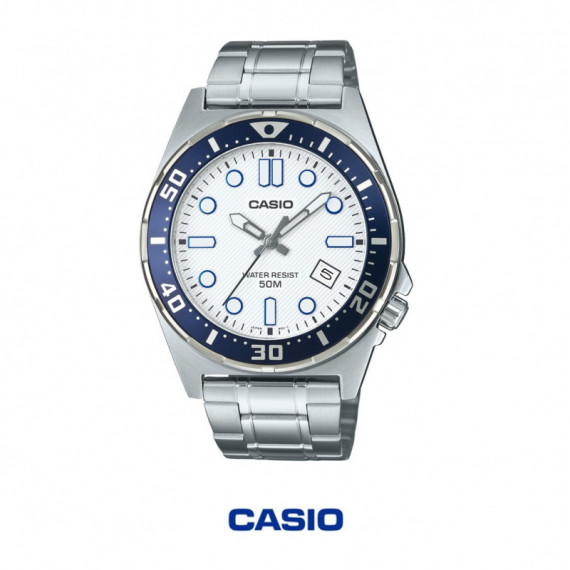 Casio MTD-135D-7AV Reloj Analógico Hombre – Estilo Diver, Acero Inoxidable y Calendario