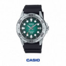 Casio MTD-140-3A Reloj Analógico Hombre – Estilo Diver Verde – Resina, Fecha y WR 100M