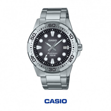 CASIO MTD-140D-1A &ndash; Reloj Anal&oacute;gico Deportivo Hombre Acero Inoxidable, WR 100M, Calendario
