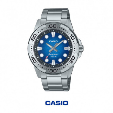 Casio MTD-140D-2AV Reloj Anal&oacute;gico Hombre &ndash; 100 m WR, Acero Inoxidable y Dise&ntilde;o Deportivo Marino
