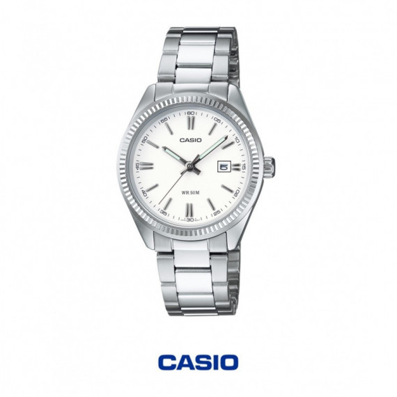 CASIO LTP-1302PD-7A1 – Reloj Analógico Mujer Acero Inoxidable, WR 50M, Calendario, Diseño Elegante