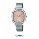 Casio LTP-B166D-4AV Reloj Analógico Mujer – Caja Cuadrada Acero Inoxidable, Esfera Rosa y Fecha | 50 m WR