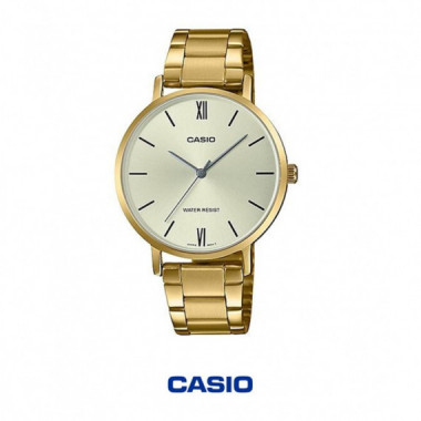 Casio LTP-VT01G-9B Reloj Anal&oacute;gico Mujer &ndash; Caja y Brazalete Dorados con Esfera Champagne