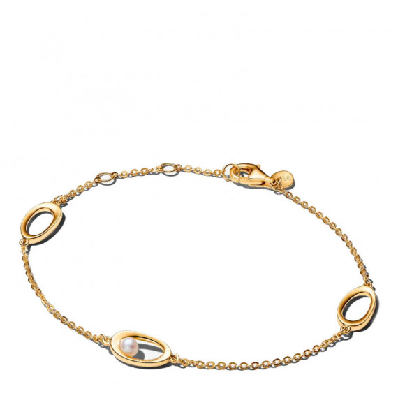 Pulsera Ovalada Forma Orgánica en Pavé y Perla Cultivada de Agua Dulce Tratada 564677C01